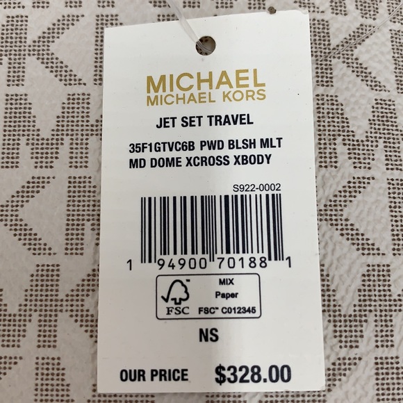 Michael Kors Medium Dome Xcross Xbody Bag Vanilla/Powder Blush - Picture 16 of 16